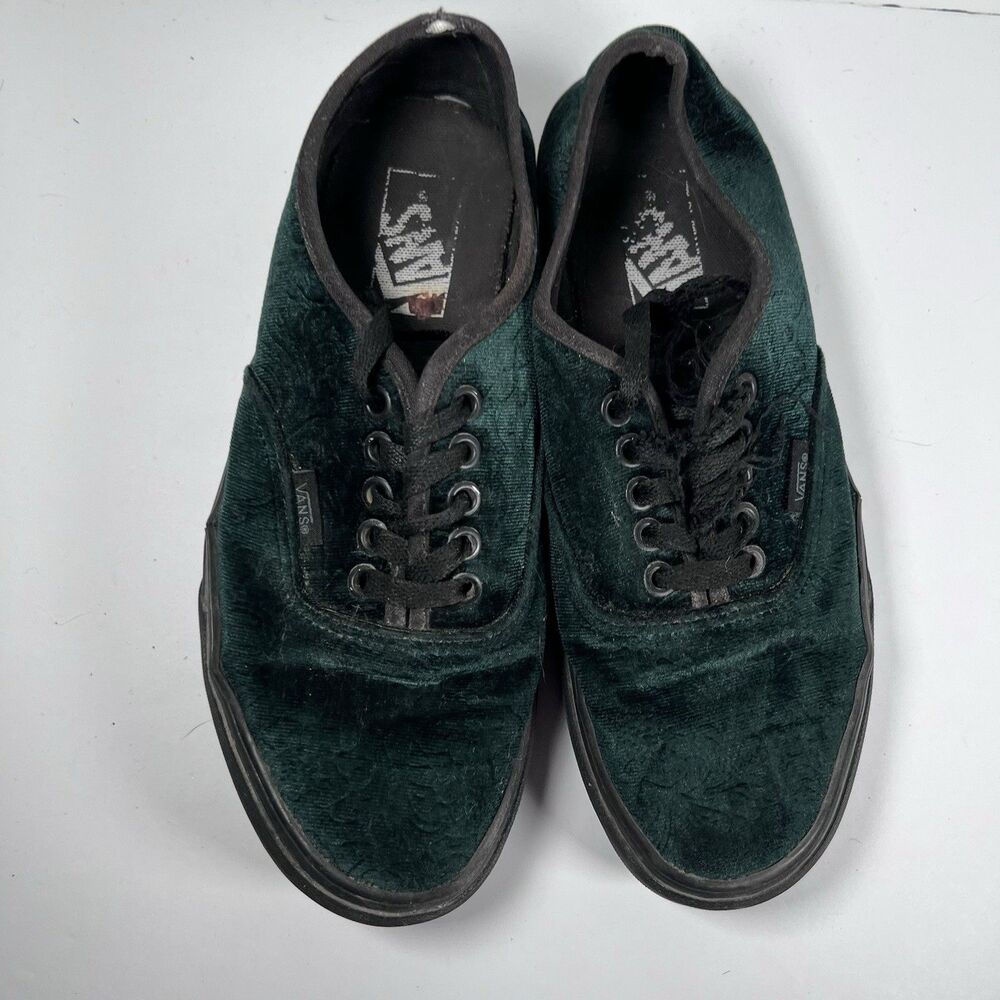 Vans Authentic Green Velvet/Velour Lace Up Skate Shoes Sneakers Women's Size 8 - Picture 6 of 8